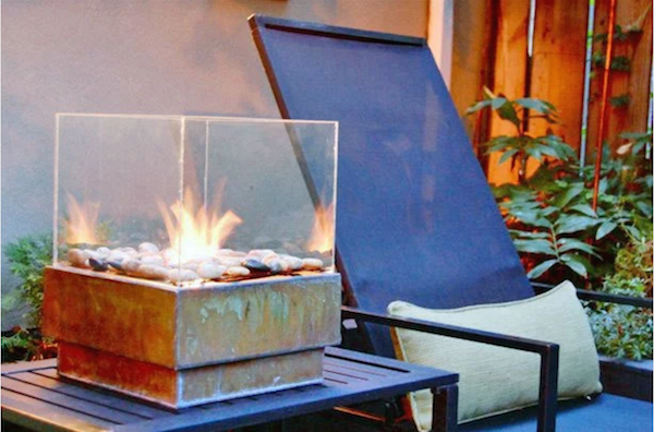 Glass table top fire pit