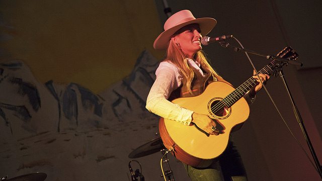 Singer Trinity Seely onstage at the 2017 National Cowboy Poetry Gathering. Source: Sydney Martinez/ Travel Nevada