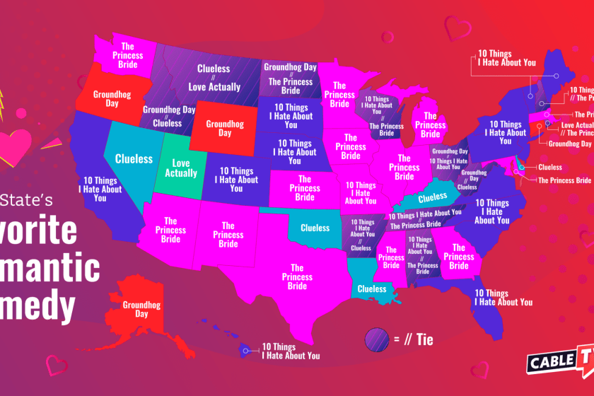 CableTV Favorite Romantic Comedy Map