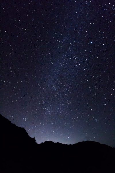 Zodiacal light above a mountain.