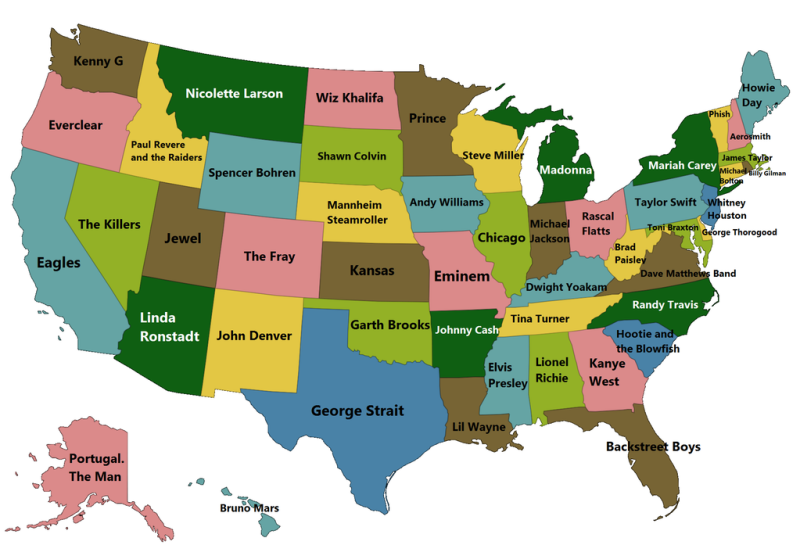 best-selling artists map