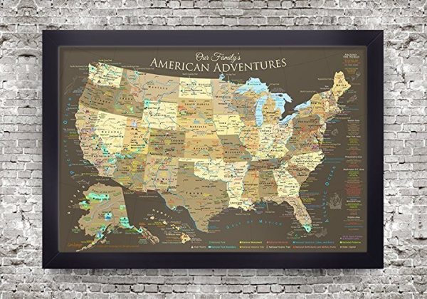 national parks map framed