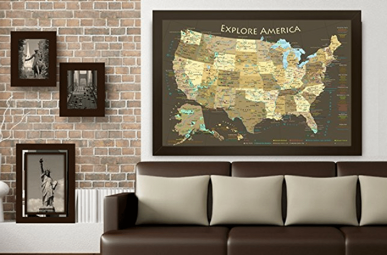 national parks map framed