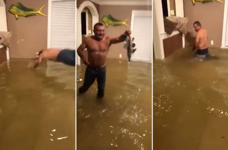 Texas Man Goes Fishing In Living Room