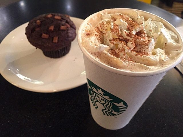 Starbucks drink with muffin