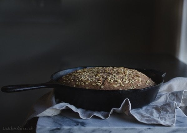 whole wheat bread in a skillet