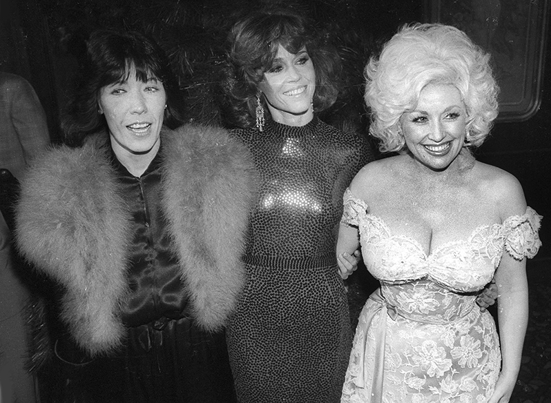 Lily Tomlin, Jane Fonda and Dolly Parton at the Premiere of 9 to 5 at the Sutton Theater on December 14, 1980 in New York City. Photo By Adam Scull/PHOTOlink/MediaPunch /IPX