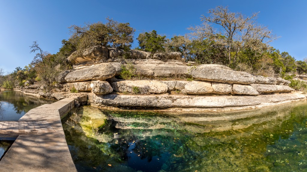 Jacobs well is a perennial karstic spring in the Texas Hill country