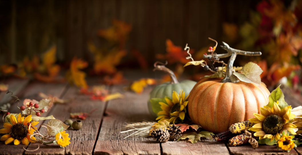 Fall pumpkin and leaves