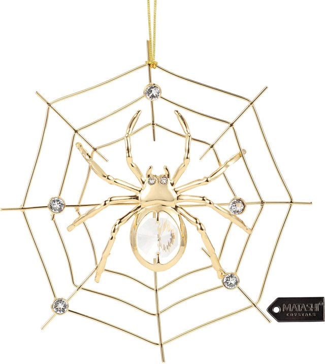 Matashi 24K Gold Plated Crystal Studded Lucky Spider