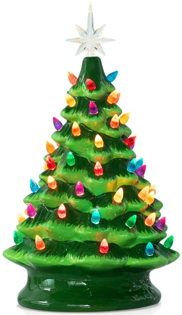 Ceramic Christmas Tree with Multicolored Lights