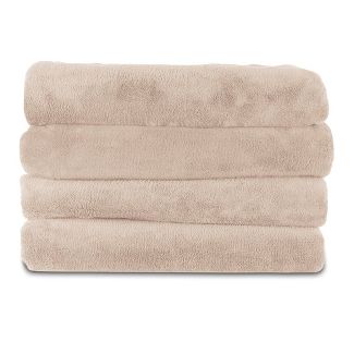 beige color heated throw blanket with white background