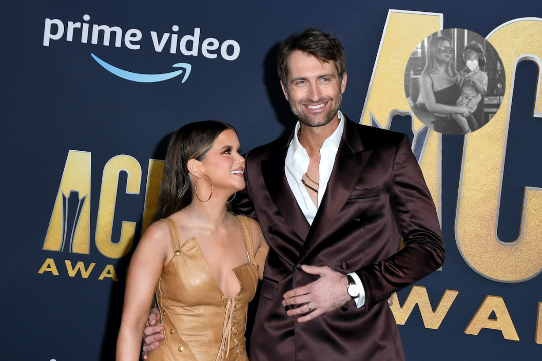 LAS VEGAS, NEVADA - MARCH 07: (L-R) Maren Morris and Ryan Hurd attend the 57th Academy of Country Music Awards at Allegiant Stadium on March 07, 2022 in Las Vegas, Nevada.