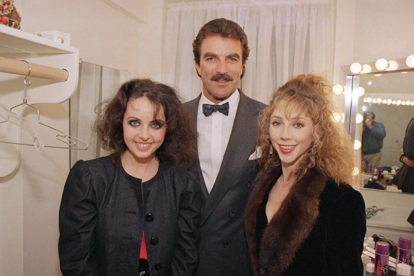Tom Selleck, middle, and wife Jillie Mack, right, with Sarah Brightman, left, backstage on Saturday, Feb. 22, 1988 at New York's Majestic Theatre. The Sellecks joined Ms. Brightman after her performance in the "the Phantom of the Opera," written by her husband Andrew Lloyd Webber (not pictured). Both Ms. Brightman and Ms. Mack appeared in the London production of "Cats."