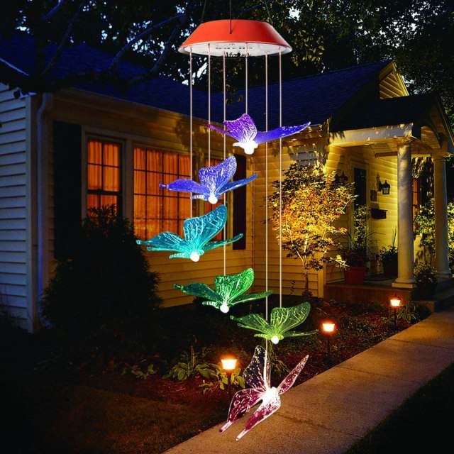 Mosteck Wind Chimes Outdoor, Solar Butterfly Wind Chimes