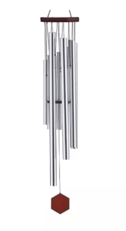 Roman 37" Hand-Tuned Triple Sealed Elm Wood Diamond Line Outdoor Patio Garden Wind Chime - Silver/Brown