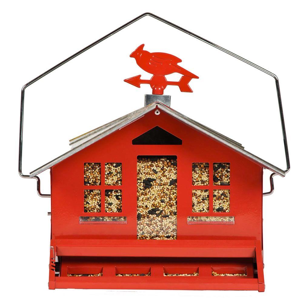 Squirrel-Be-Gone Red Country Style Squirrel Proof Bird Feeder - 12 lb. Capacity