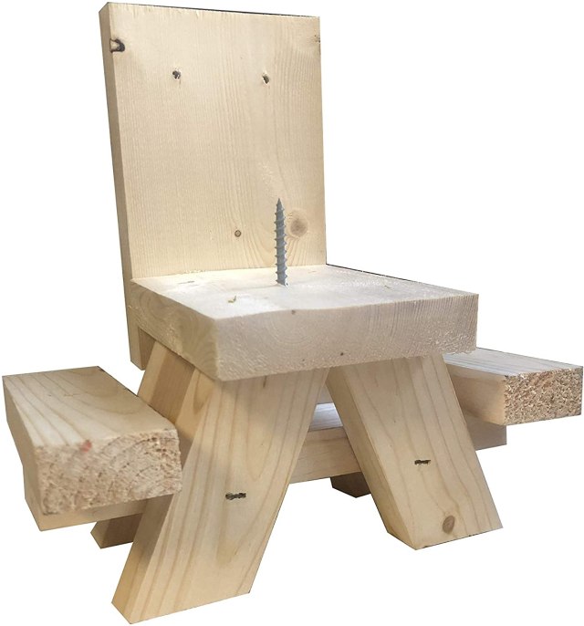 Squirrel Feeder Picnic Table - Hand Made in USA - Uses Corn Cob or Apple for Fun Squirrel Dining