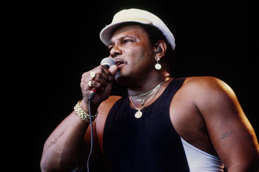 MONTEREY, CA - CIRCA 1987: Aaron Neville performing with 'The Neville Brothers' at the Monterey Bay Blues Festival in Monterey, California on January 1, 1987.