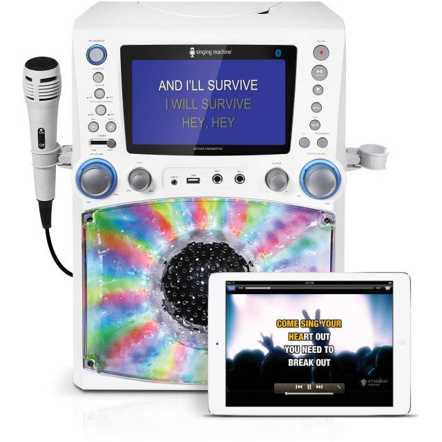 Singing Machine STVG785BTW Bluetooth Karaoke System with 7" Color Monitor and a Microphone