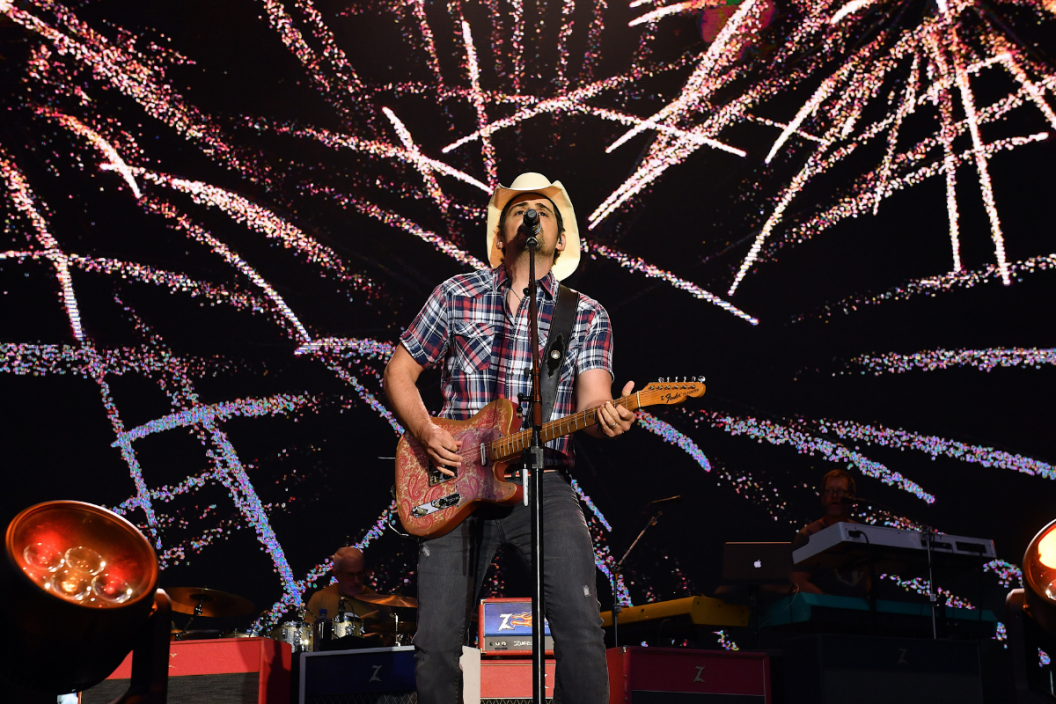 Recording Artist Brad Paisley performs on stage during 2021 Let Freedom Sing! Music City on July 04, 2021 in Nashville, Tennessee.