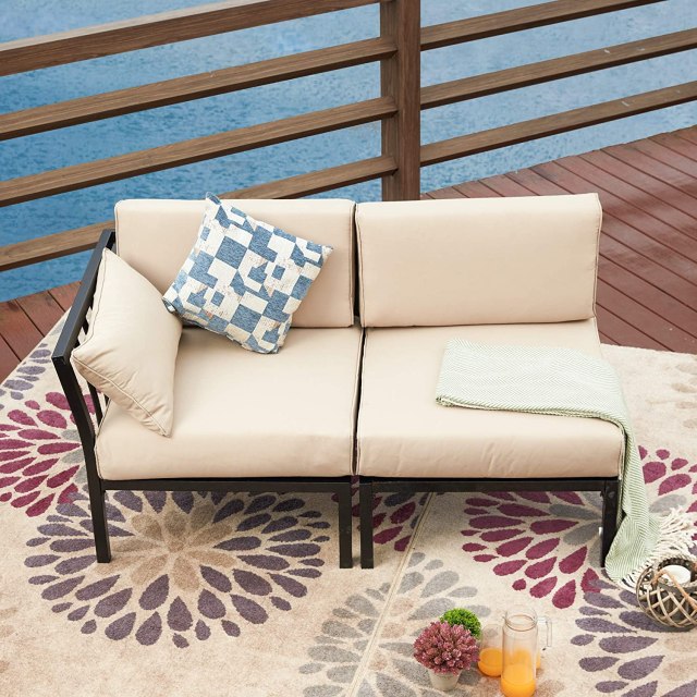 LOKATSE HOME 2 Piece Corner & Armless Sofa outdoor loveseat
