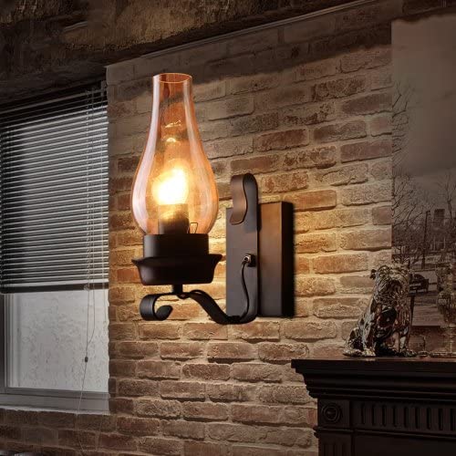 LightInTheBox Retro Rustic Nordic Glass Wall Lamp Bedroom Bedside Wall Sconce Vintage Industrial Wall Light Fixtures (1pcs)