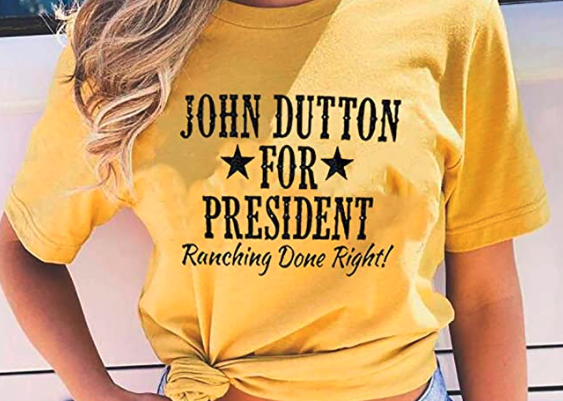 John Dutton for President Star T-Shirt Women Funny Letters Print Short Sleeve Top Tee