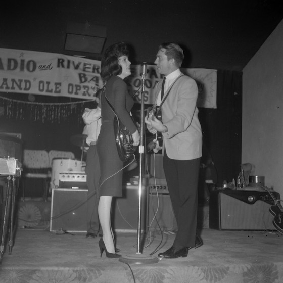 Country singer Willie Nelson performs with Shirley Collie at the Riverside Park Ballroom, December 13, 1962, in Phoenix, Arizona.
