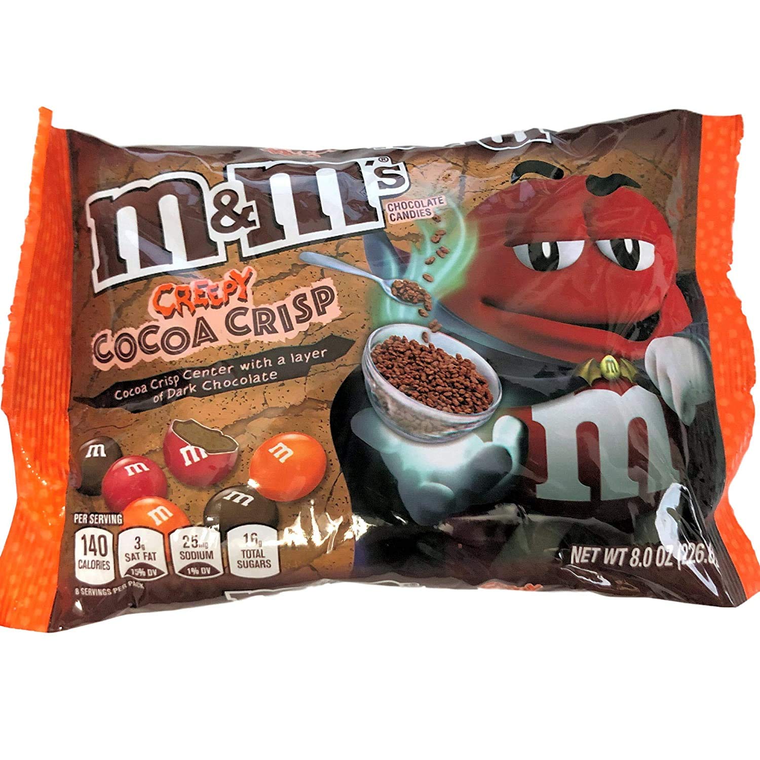 Two M&M's Creepy Cocoa Crisp Dark Chocolate Candy, 8oz Bag