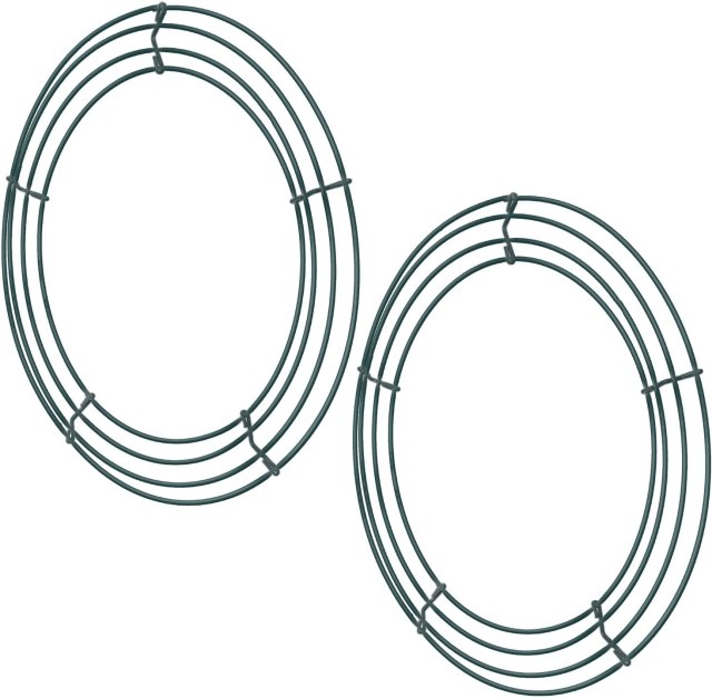 Sumind 2 Pack Wire Wreath Frame Wire Wreath Making Rings Green for New Year Valentines Decoration (12 Inch)