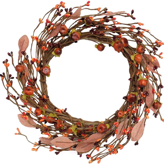 idyllic Mini Pumpkin Pip Berry Wreath for Front Door 12 inches Wreath Indoor Artificial Twig Wreath for Festival Celebration Party Decoration (1 Pack)