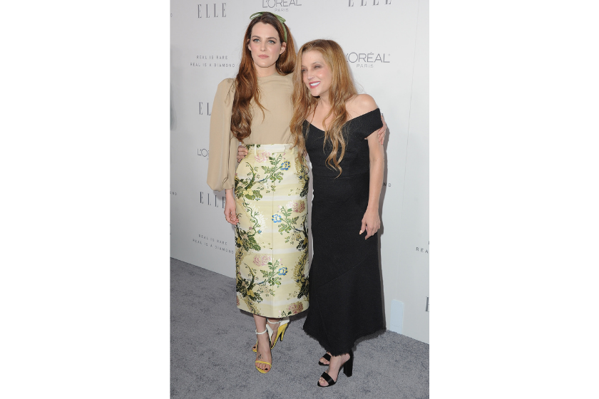 Riley Keough and Lisa Marie Presley arrive at ELLE's 24th Annual Women in Hollywood Celebration at Four Seasons Hotel Los Angeles at Beverly Hills on October 16, 2017 in Los Angeles, California