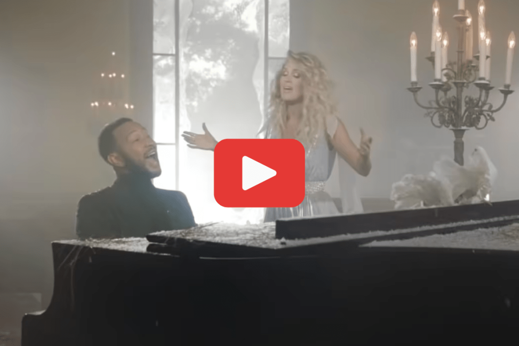 Screengrab from the 2020 music video for Carrie Underwood and John Legend's Christmas song, "Hallelujah"