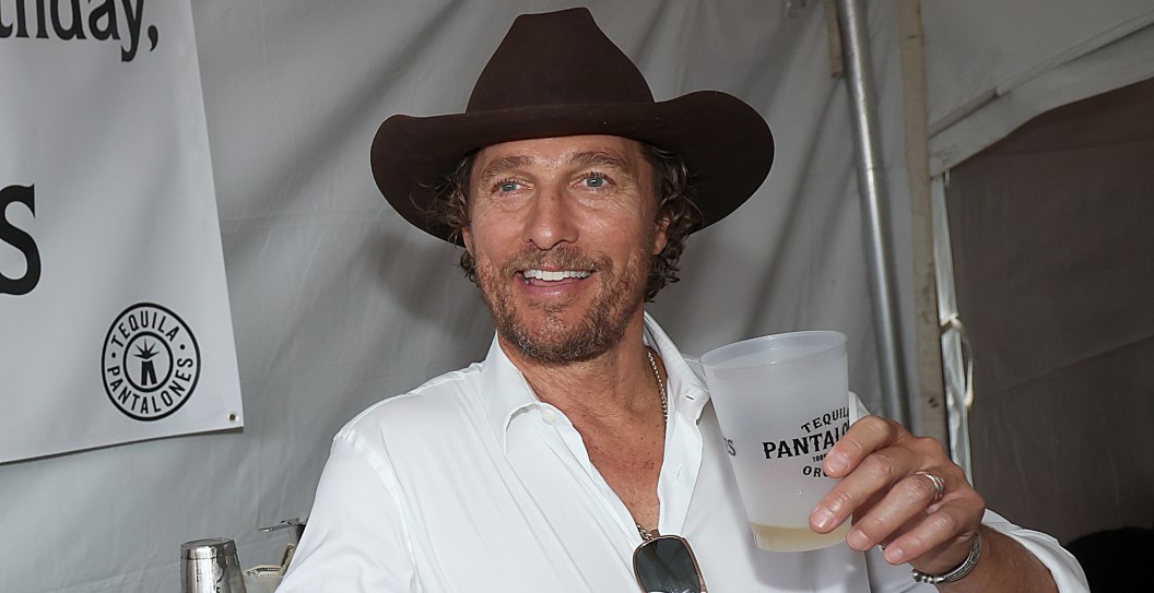 Matthew McConaughey attends a tailgate party to celebrate the launch of his new Pantalones Tequila