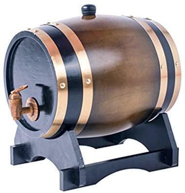 1.5L Whiskey Barrel Dispenser Oak Aging Barrels Home Whiskey Barrel Decanter for Wine, Spirits, Beer, and Liquor (Brown)