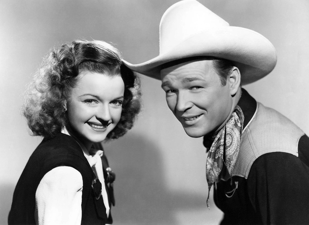 Actress Dale Evans and Roy Rogers in a scene from the movie "The Yellow Rose of Texas"