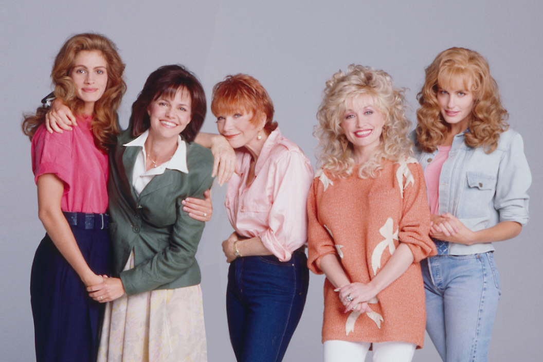 Steel Magnolias actresses Julia Roberts, Sally Field, Shirley MacClaine, Dolly Parton, and Daryl Hannah pose for a portrait in October 1989 in Los Angeles, California.