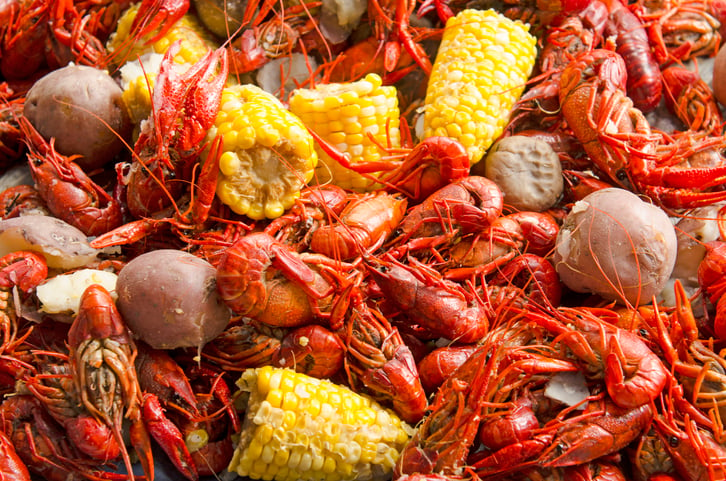 Crawfish boil or feed outside a restaurant in a northwest city