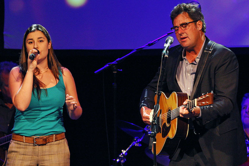 NASHVILLE, TN - SEPTEMBER 09: Singer/Daughter Jenny Gill joins her dad Honoree Vince Gill to perform at the GRAMMY salute to Country Music honoring Vince Gill hosted by The Recording Academy at The Loveless Barn on September 9, 2009 in Nashville, Tennessee. 