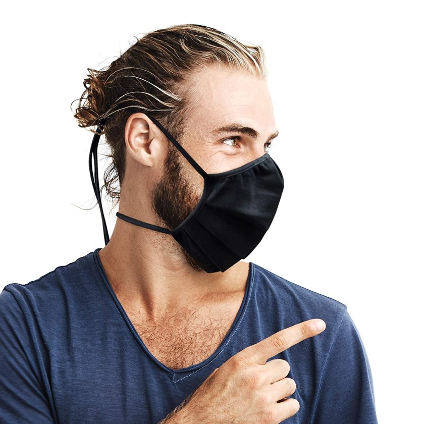 Purian Face Mask Adult XL (Extra Large) for Men with Beards | Black Straps with Quick Fit Cord Lock Toggles for All Day Use