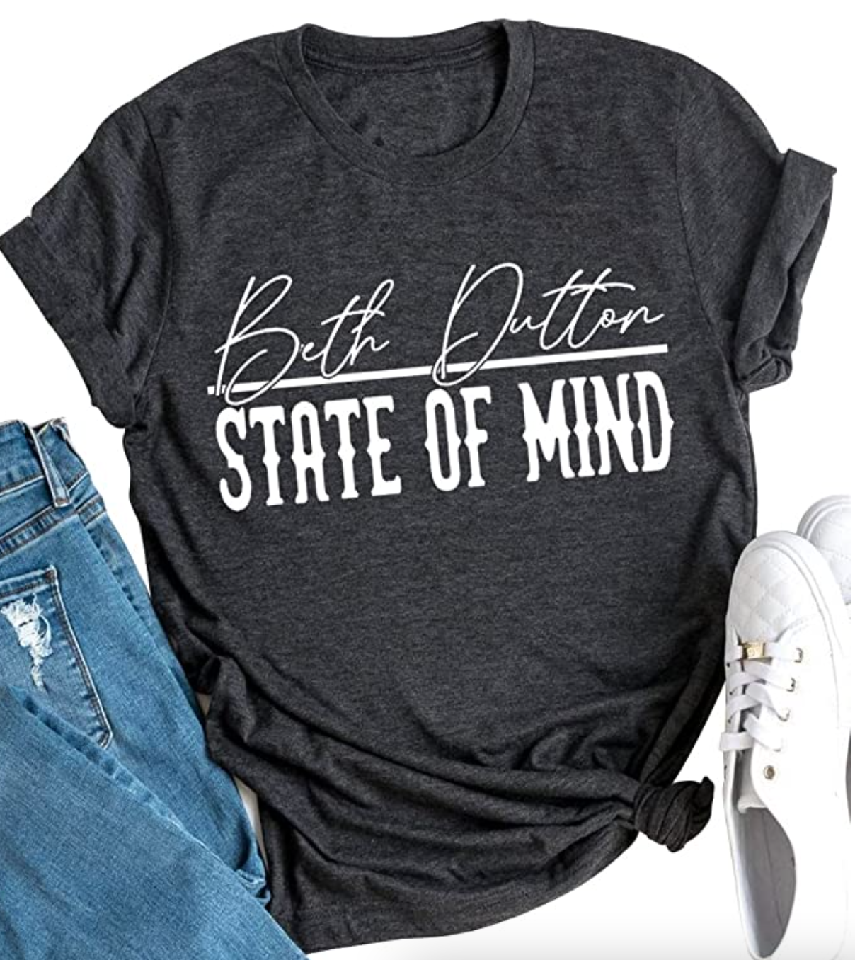 Women Funny Letter t Shirt Beth Dutton State of Mind Novelty Short-Sleeve Tees Tops
