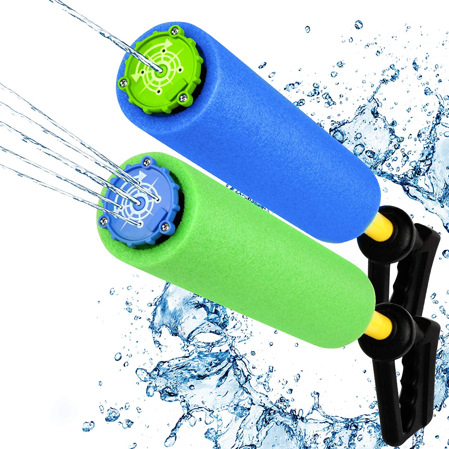 Water Blaster Soaker Gun, 2 Pack Squirt Water Toy for Children & Adults - Two Switchable Squirt Mode with 5 Water Spout for More Fun in Pool, Beach etc. 2 Bright Colors Up to 33 Ft Blast.