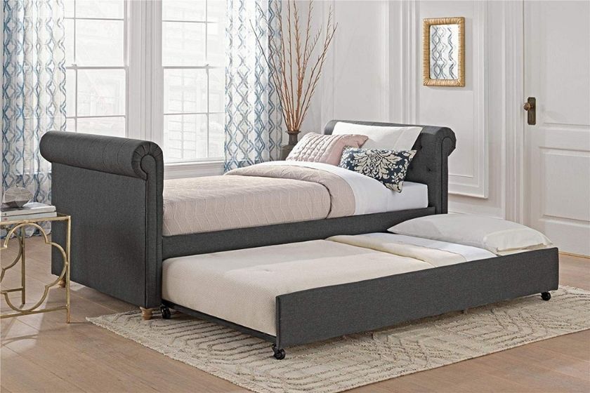 daybed sofa (gray twin-sized upholstered daybed with trundle)