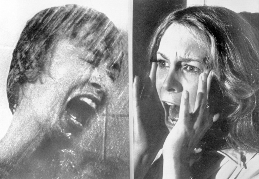 Janet Leigh from the 1960 film Psycho and Jamie Lee Curtis from the 1978 horror film Halloween.