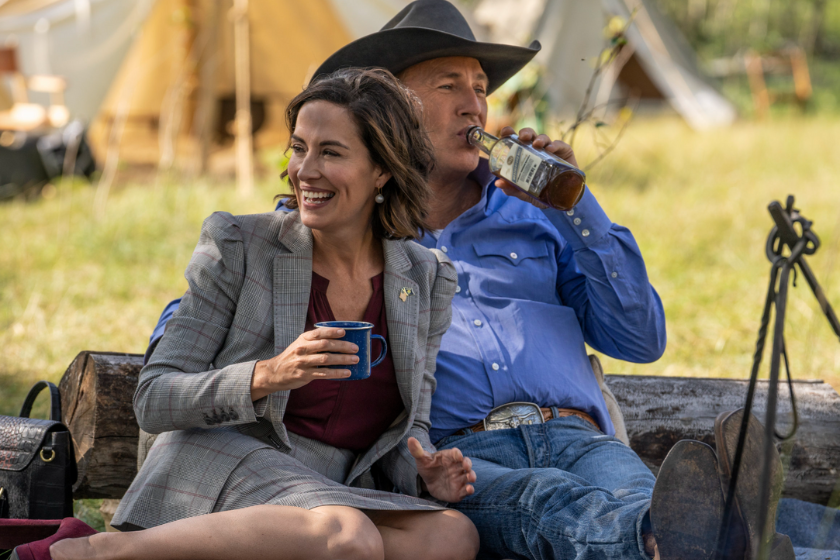 Wendy Moniz and Kevin Costner on Yellowstone