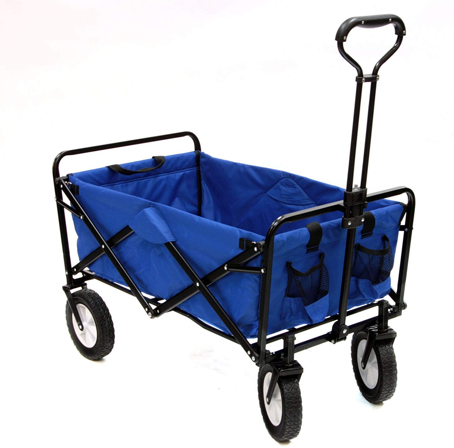 blue folding beach wagon