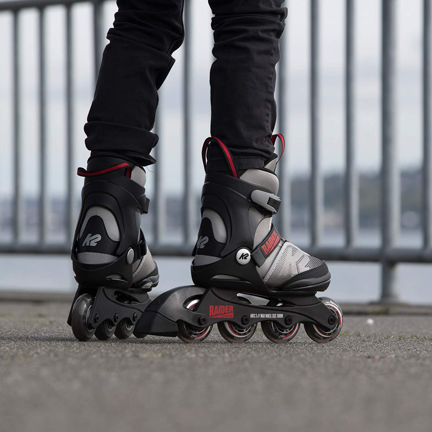 K2 Skate Youth Raider Inline Skates, Gray:Red