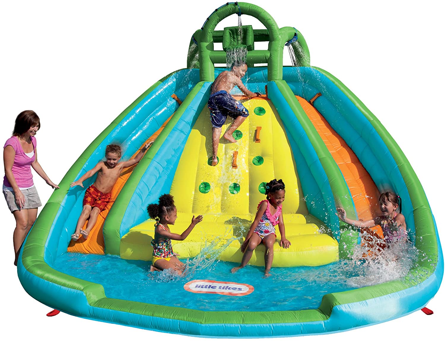 Little Tikes Rocky Mountain River Race Inflatable Slide Bouncer Multicolor, 161.00''L x 169.00''W x 103.00''H —- Weight- 50.00lbs.