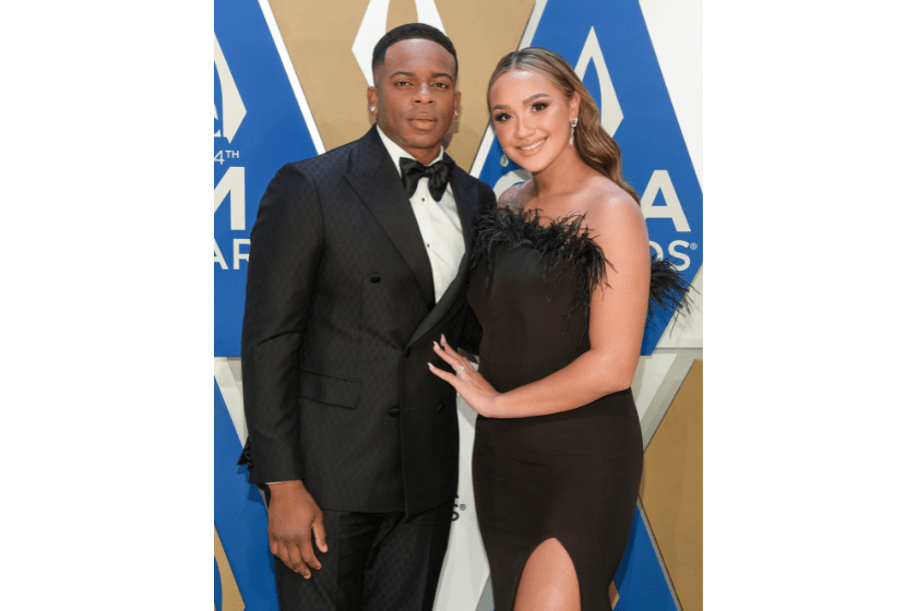 Jimmie Allen and Alexis Gale attend the 54th annual CMA Awards